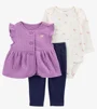 Carter's Set 3 piese Purple Quilted - Vesta, body si pantaloni foto
