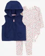 Carter's Set 3 piese Navy Floral - Vesta, body si pantaloni foto