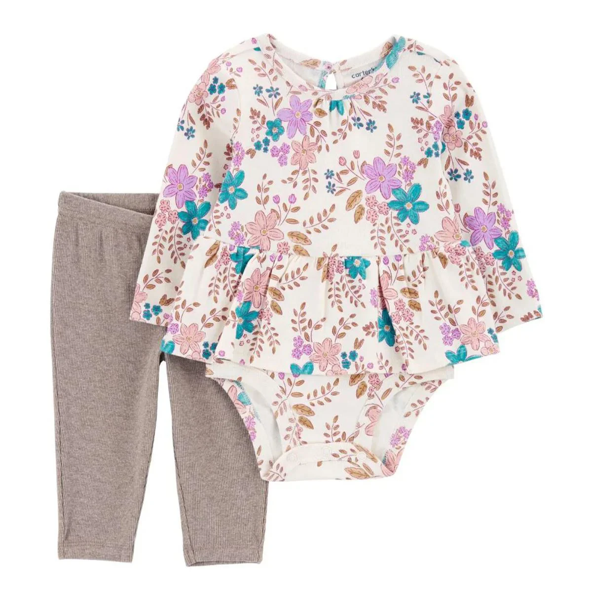 image for Carter's Set 2 piese Ivory Floral - Pantaloni si body foto