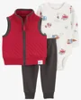 Carter's Set 3 piese Solid Red Quilted - Vesta, body si pantaloni foto