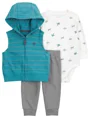 Carter's Комплект 3 в 1 Teal Striped - Желетка, боди и штаны