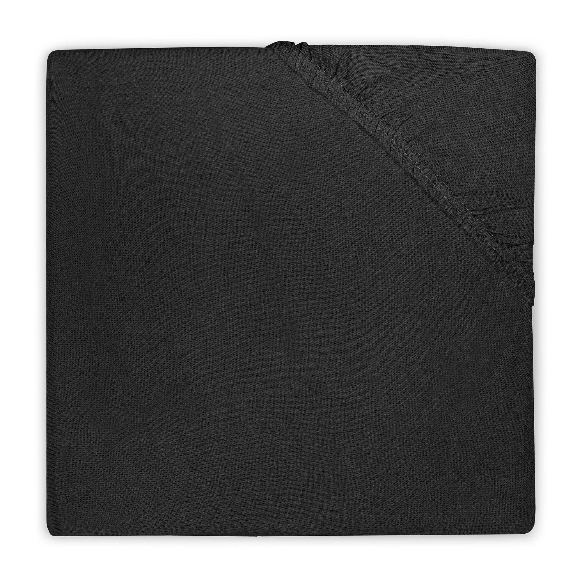 Простыня на резинке Jollein Jersey Black, 120x60 см foto