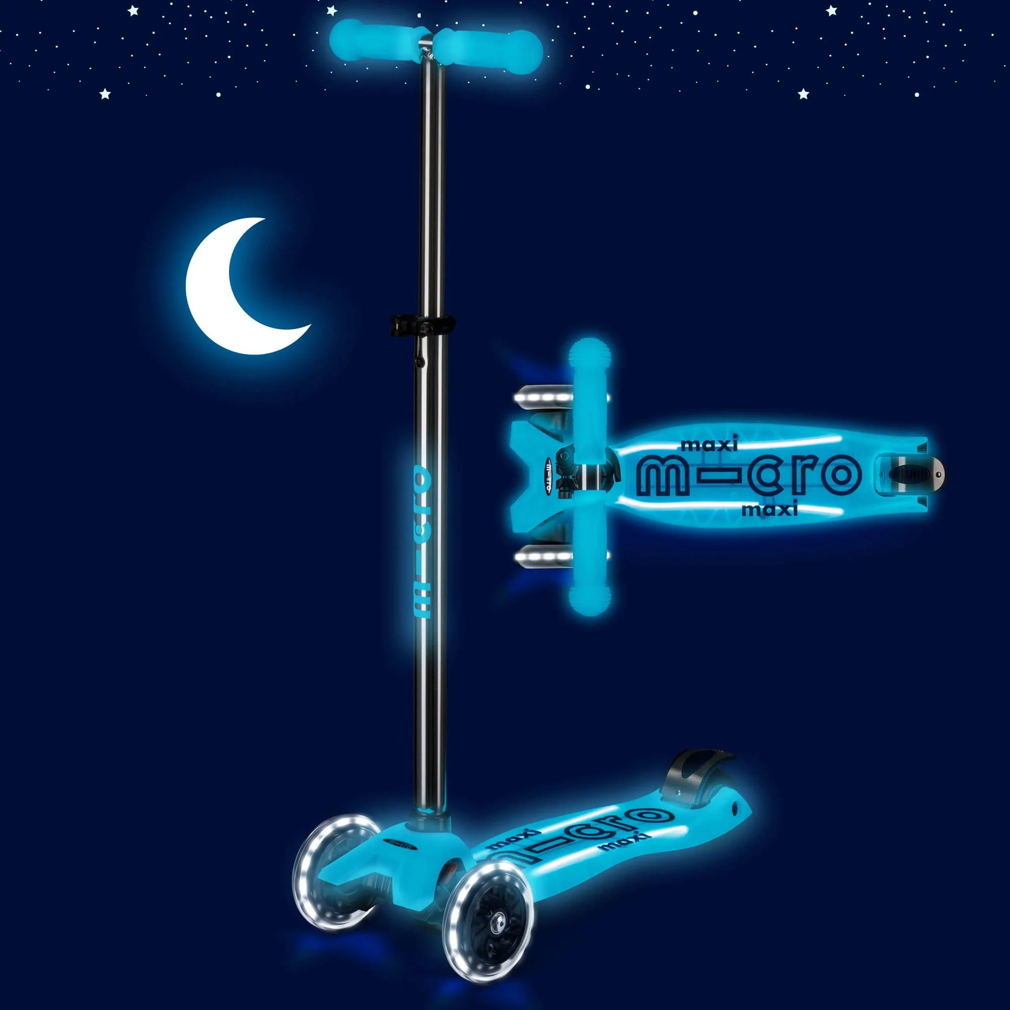 Trotineta Micro Maxi Deluxe Glow LED Plus Crystal Blue foto