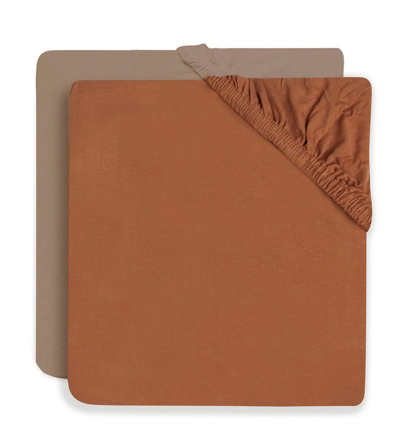 Cearsaf cu elastic Jollein Jersey Caramel/Biscuit, 120x60 cm, 2 buc. foto
