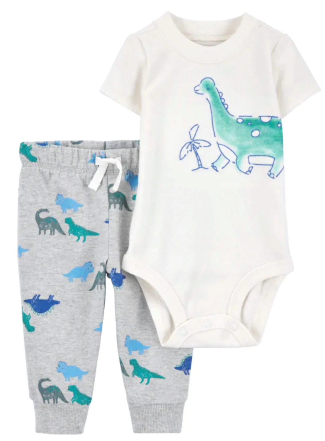 Carter's Set 2 piese Pantaloni si body Blue Green Dino foto