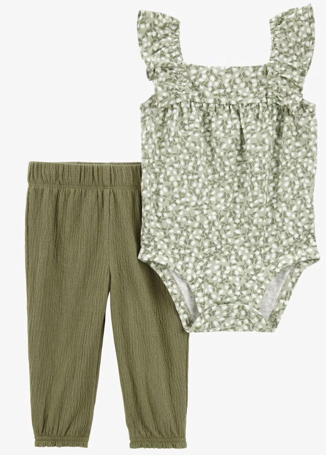 Carter's Set 2 piese Green Ditsy Floral - body si pantaloni foto