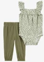 Carter's Set 2 piese Green Ditsy Floral - body si pantaloni foto