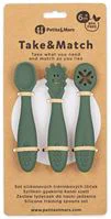 Set 3 lingurite din silicon pentru antrenament Petite&Mars Take&Match Misty Green (6+ luni), 3 buc. foto