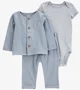 Carter's Комплект 3 в 1 Blue Solid - кардиган, боди и штаны