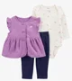 Carter's Set 3 piese Purple Quilted - Vesta, body si pantaloni foto