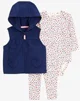 Carter's Set 3 piese Navy Floral - Vesta, body si pantaloni foto