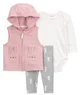 Carter's Set 3 piese Pink Cat Pocket - Vesta, body si pantaloni foto