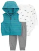 Carter's Комплект 3 в 1 Teal Striped - Желетка, боди и штаны