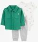 Carter's Комплект 3 в 1 Green Quilted - Желетка, боди и штаны