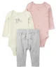 Carter's Комплект 3 в 1 Gray-Pink Cat - 2 боди и штаны foto