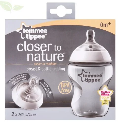 Biberon Tommee Tippee (0+ luni), 260 ml, 2 buc.