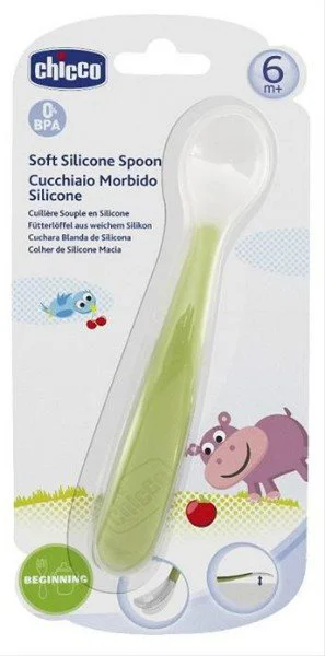 Ложка Chicco из мягкого силикона Зелёная (6+ мес.)