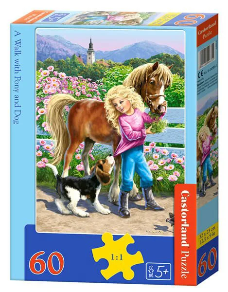 Puzzle Castorland A Walk with Pony and Dog, 60 MIDI piese foto