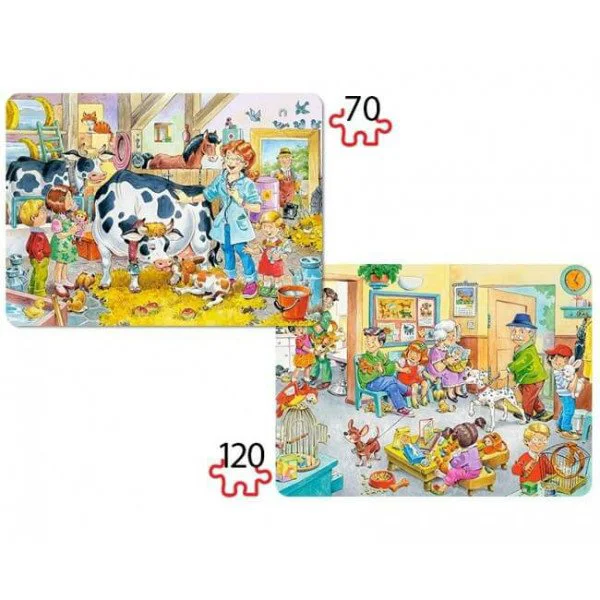 Puzzle Castorland Animal Doctor, 2 in 1 (70+120 piese) foto