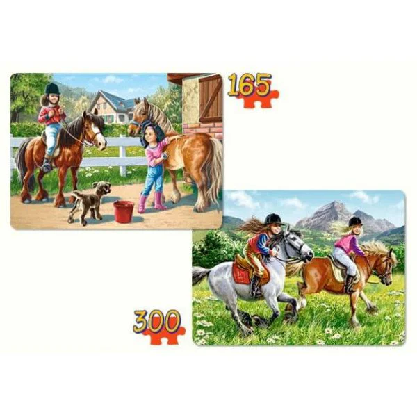 Puzzle Castorland Riding Horses, 2 in 1 (165+300 piese) foto