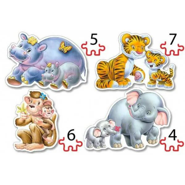 Puzzle Castorland Jungle Babies, 4 in 1 (4+5+6+7 piese) foto