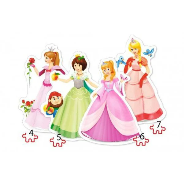 Puzzle Castorland Pretty Princesses, 4 in 1 (4+5+6+7 piese) foto