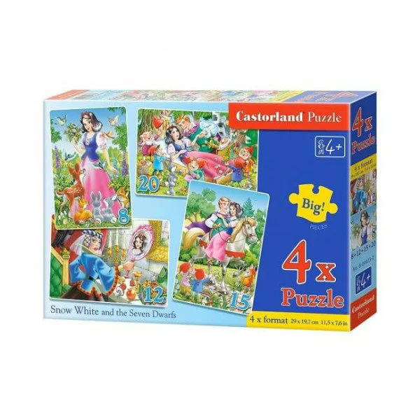 Puzzle Castorland Snow White and the Seven Dwarfs, 4 in 1 (8+12+15+20 piese) foto
