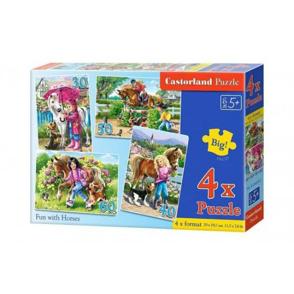 Puzzle Castorland Fun with Horses, 4 in 1 (30+40+50+60 piese) foto