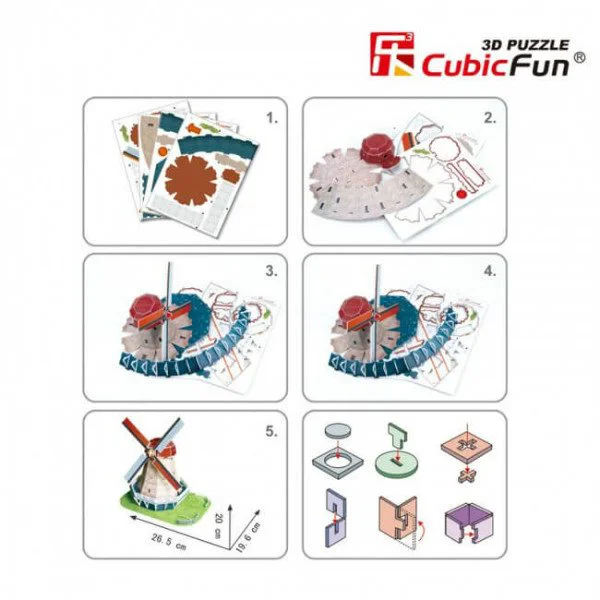 Puzzle 3D CubicFun Holland Windmill foto