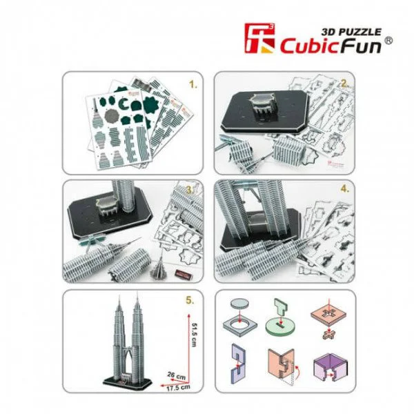 Puzzle 3D CubicFun Petronas Towers foto