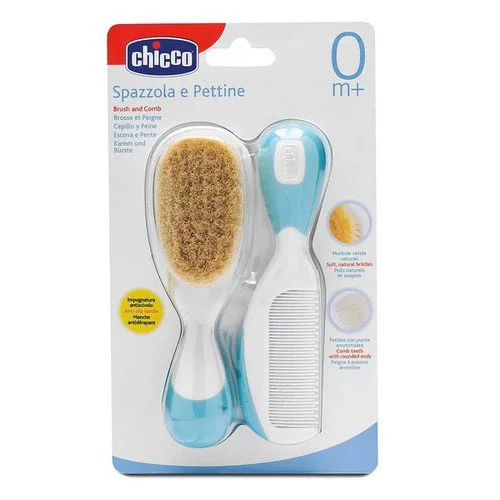 Набор щетка натуральная и расческа Chicco Синие