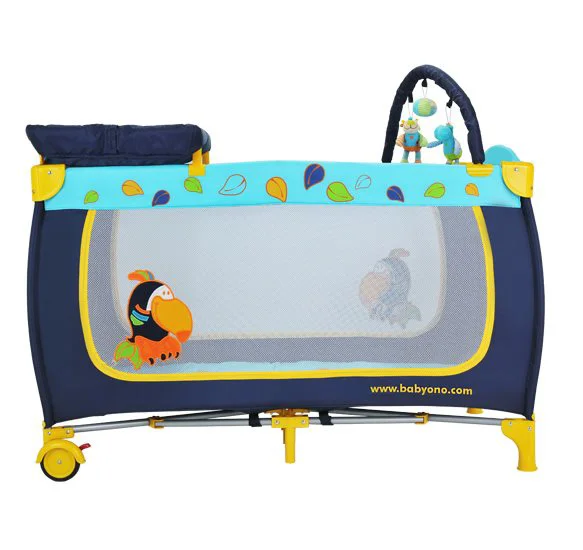 Patut pliabil Babyono cu 2 nivele si accesorii Albastru foto