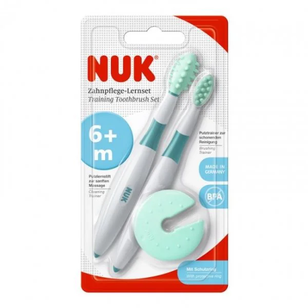 Комплект из 2 массажных щеточек для десен NUK с ограничителем, (6+ мес.)