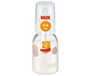 Бутылочка пластиковая NUK с силиконовой соской (0-6 мес.), 110 мл foto