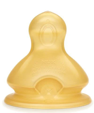 Tetina NUK First Choice din latex, flux pentru lapte (6-18 luni)