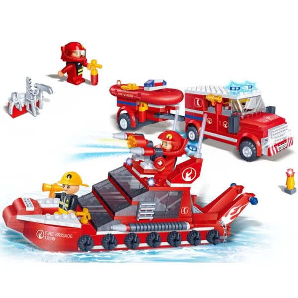 Constructor BanBao Fire Car &amp; Ship Set foto