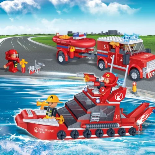 Constructor BanBao Fire Car &amp; Ship Set foto