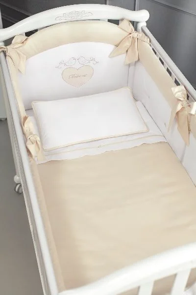 Set de lenjerie pentru patut Specialbaby Sofia Beige, 6 piese