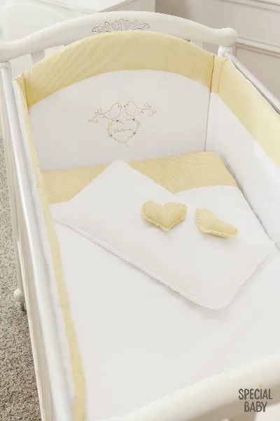 Set de lenjerie pentru patut Specialbaby Rory Galben, 6 piese