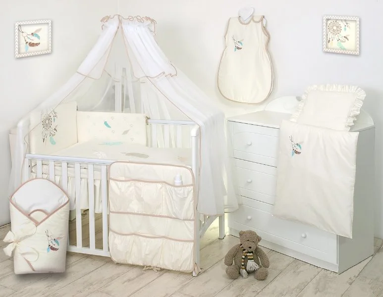 Set de lenjerie pentru patut Jolie Deluxe Visele bej, 3 piese foto