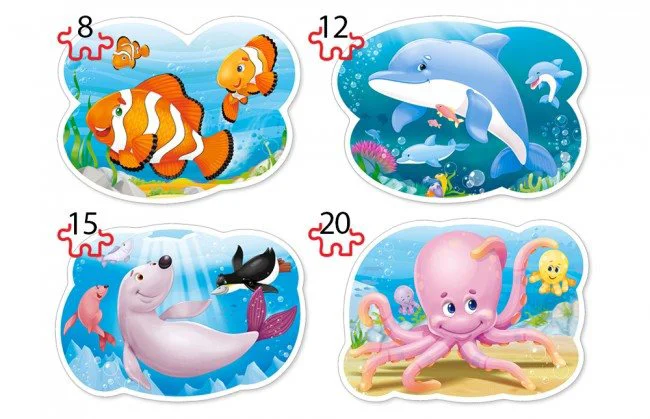 Puzzle Castorland Underwater World, 4 in 1 (8+12+15+20 piese) foto