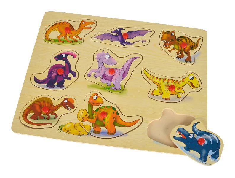 Puzzle din lemn Eichhorn "Dinosaurs" 30x22.5 cm, 10 piese foto