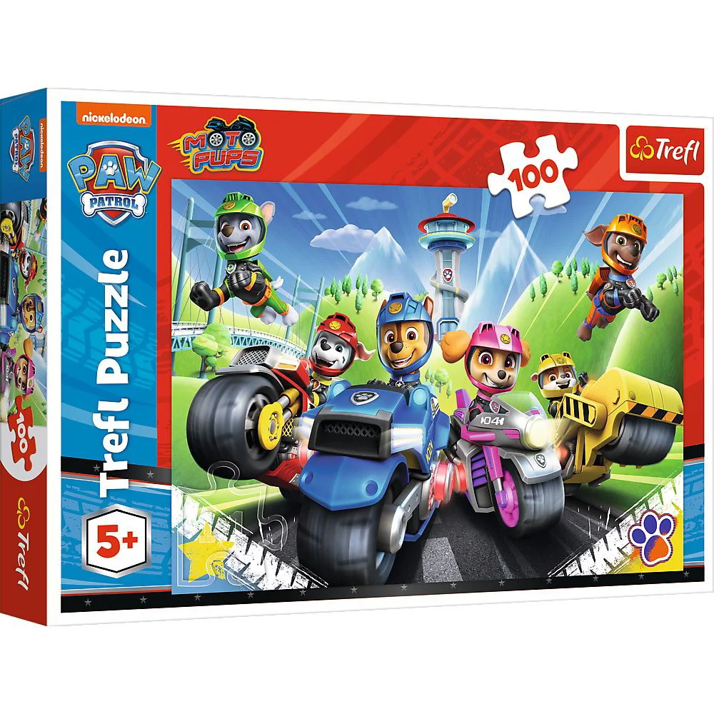 Puzzle Trefl Patrula catelusilor pe motociclete, 100 piese foto