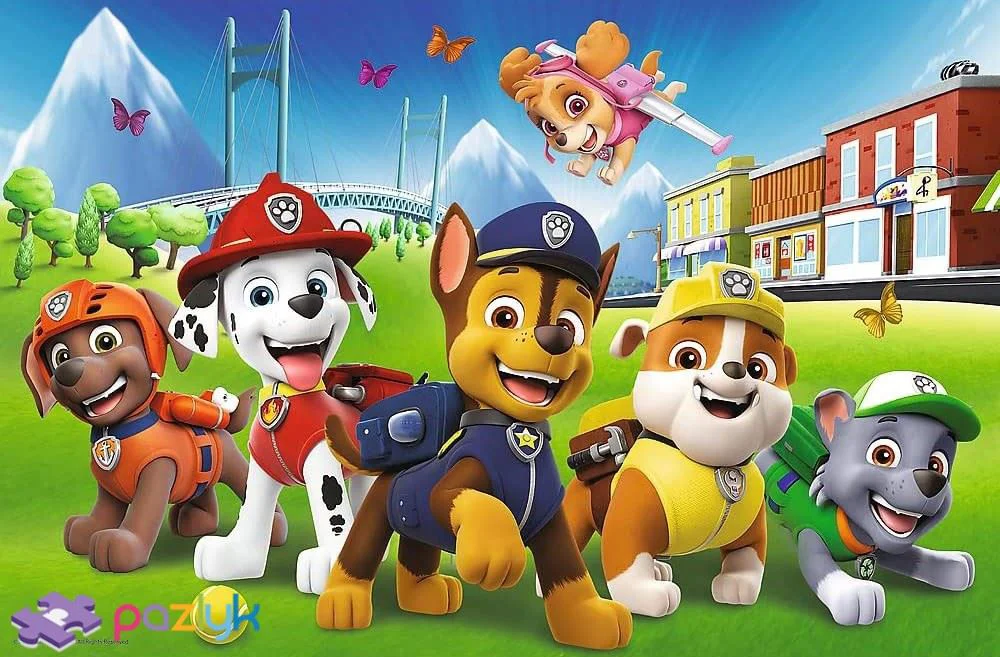 Puzzle Trefl Paw Patrol, Catelusii in iarba, 60 piese foto
