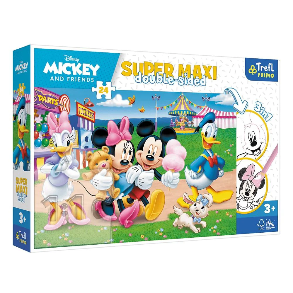 Puzzles Trefl Mickey in parcul de distractii, 24 piese Super Maxi foto