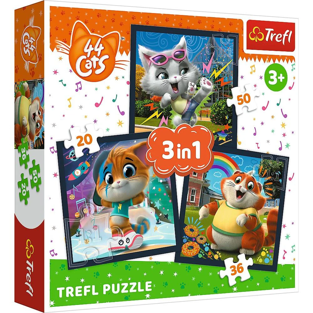 Puzzle Trefl 3 in 1 Pisicutele dragalase, 44 pisicute foto