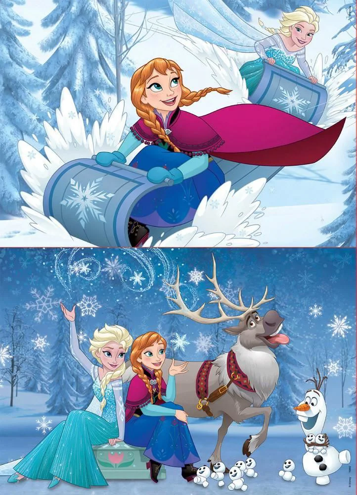 Puzzle din lemn Educa 2 in 1 Frozen, 50 piese foto