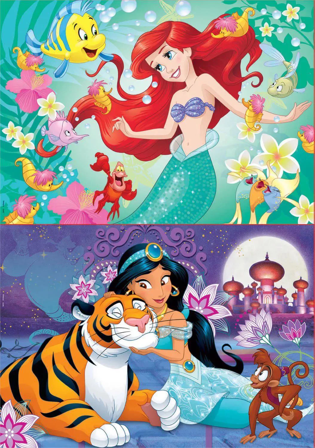 Puzzle Educa 2 in 1 Ariel si Jasmin, 48 piese foto