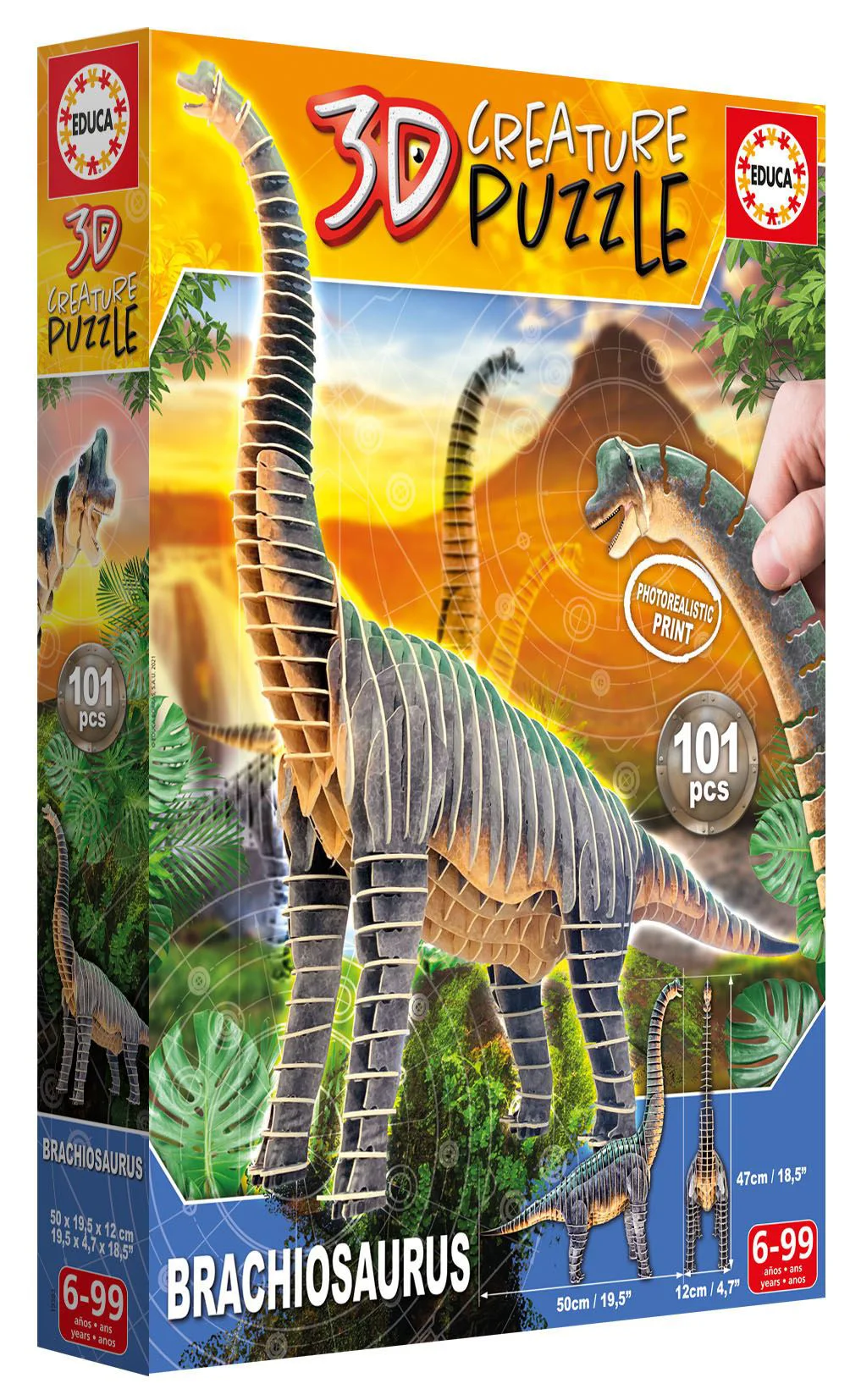 Puzzle Educa Braschiosaurus 3D, 101 piese foto