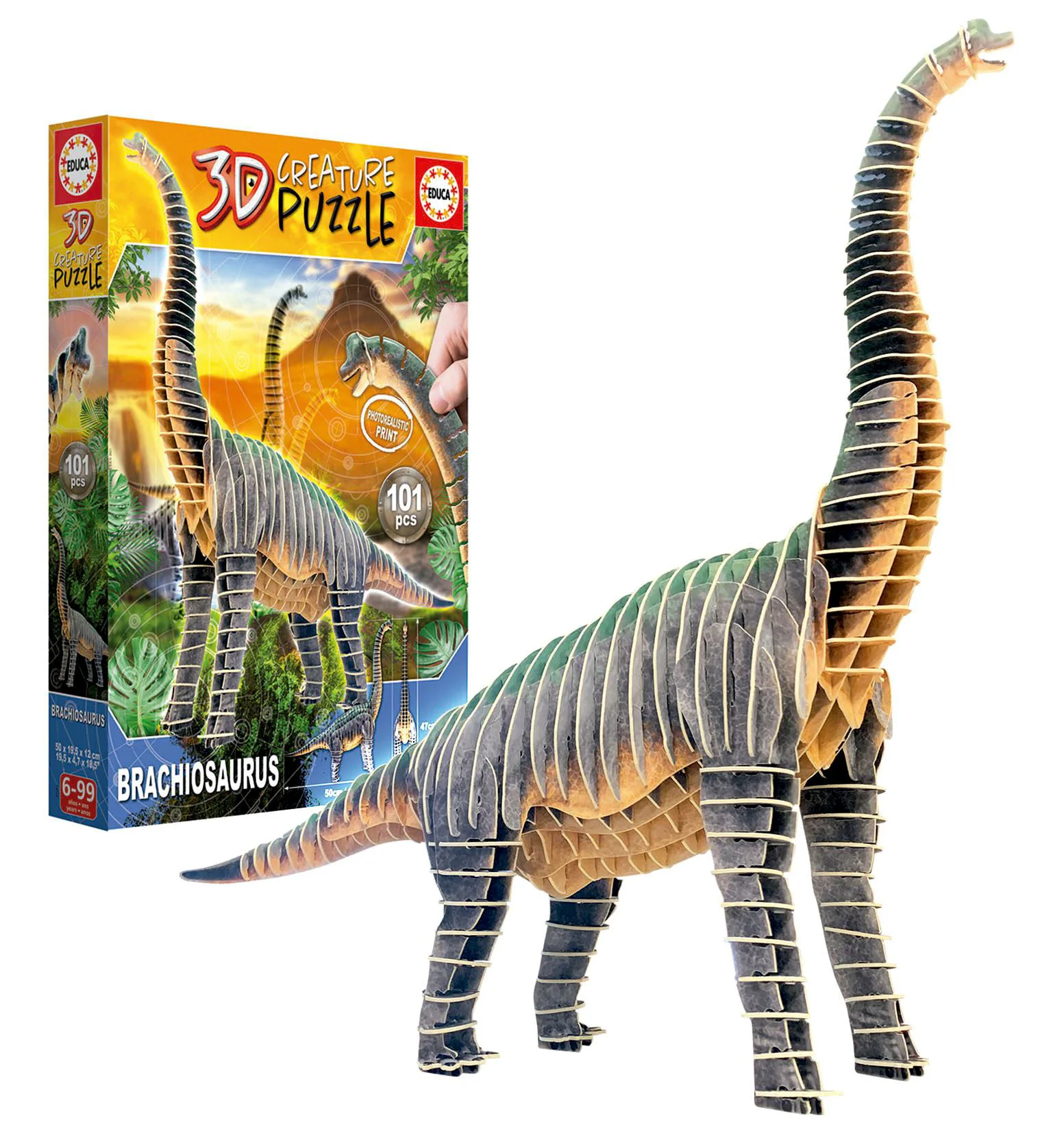 Puzzle Educa Braschiosaurus 3D, 101 piese foto